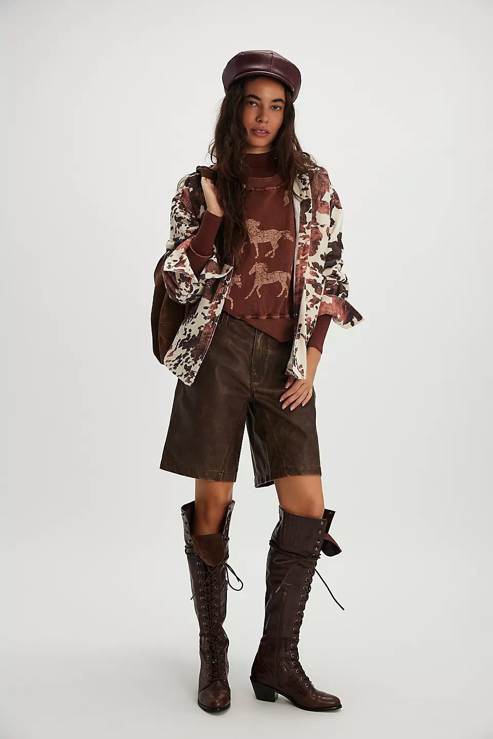 Winter Printing Loose Casual Top All Matching Hoodie