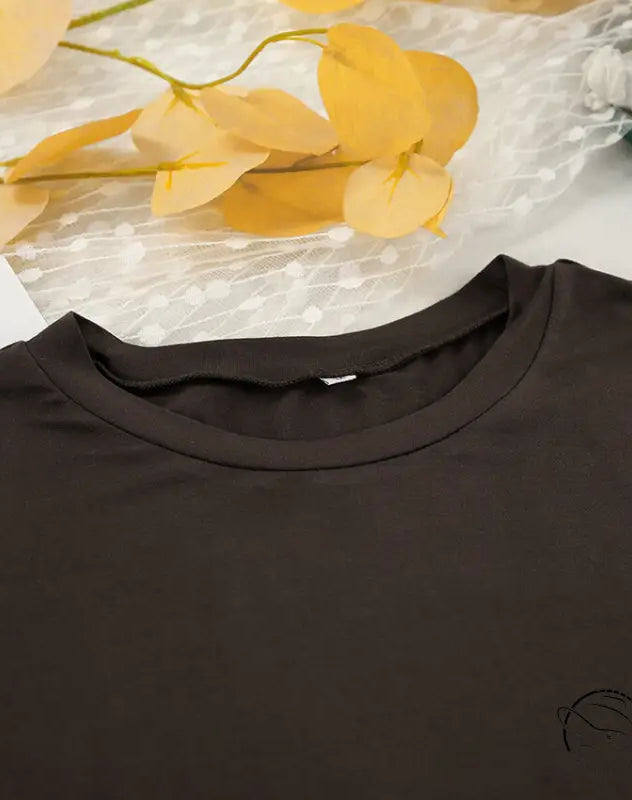 Black round neck long sleeve knitted t-shirt for women fashion pajamas