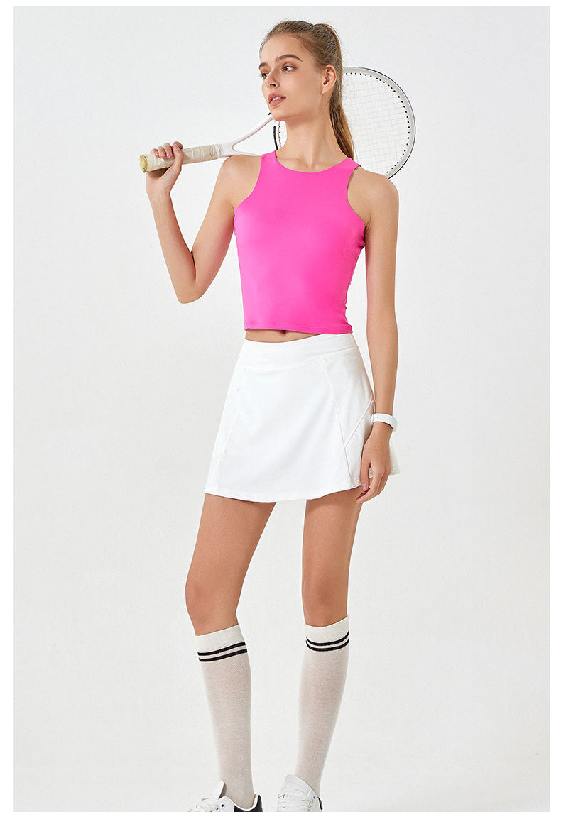 Round Neck Double Layer Sleeveless Sports Vest Women