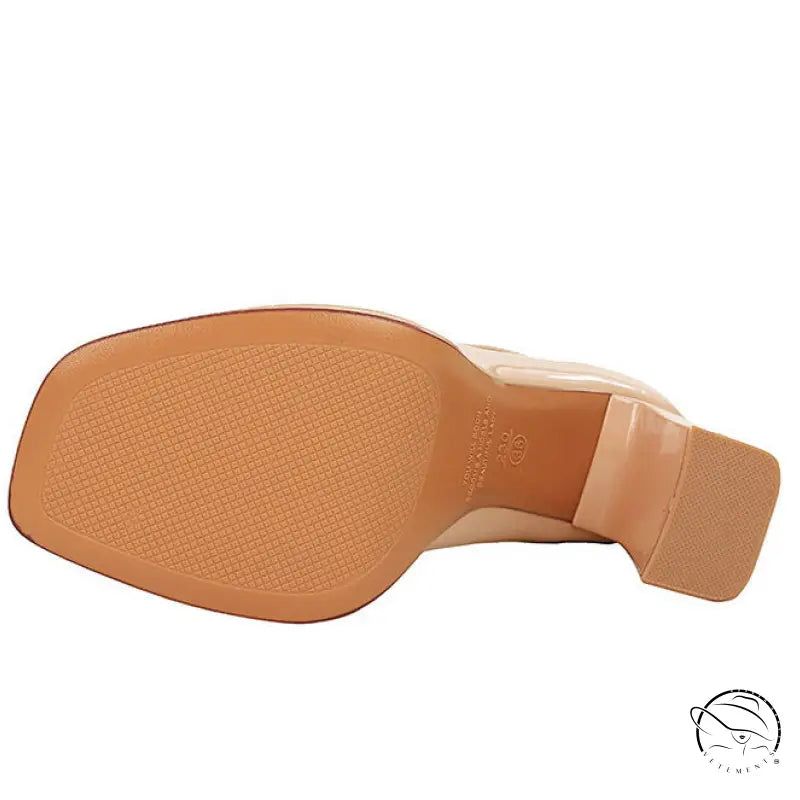 Leather Square Toe Ankle Strap High Heels