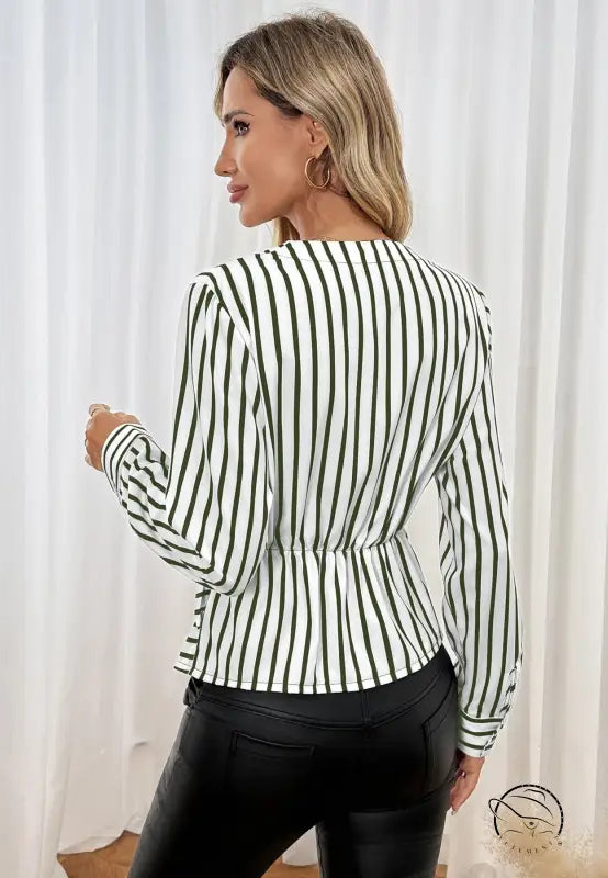 Striped langry fashion blouse in casual office shirt style