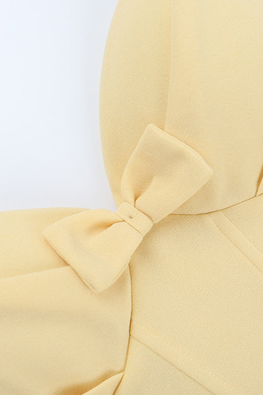 Langry fashion cream-colored bow tie with pleated satin finish for evening dress