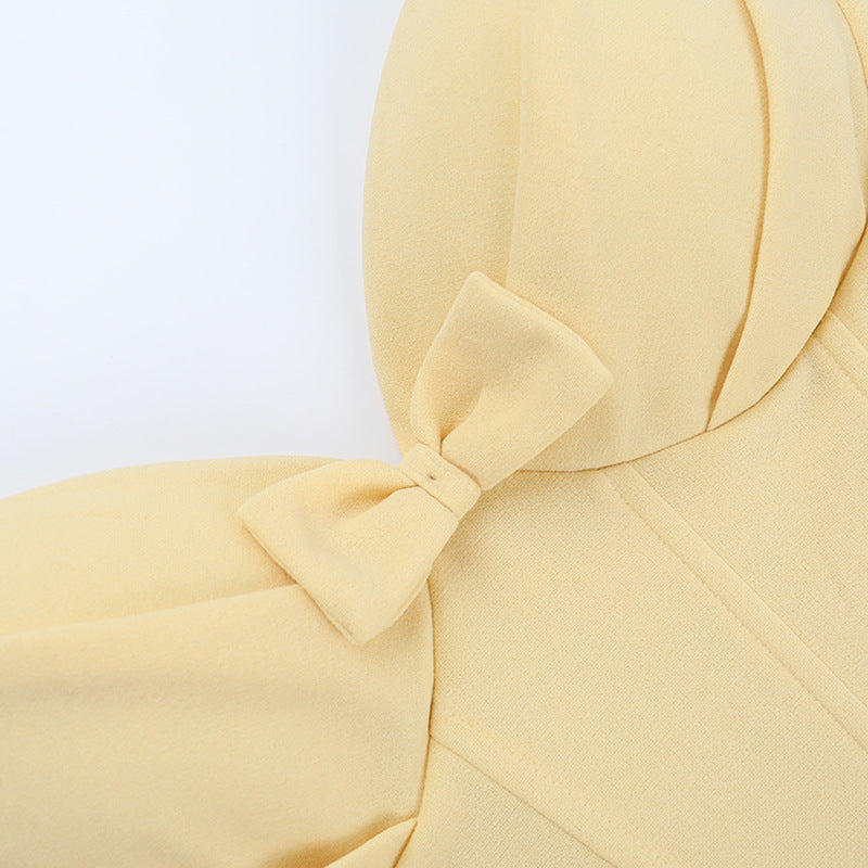Langry fashion cream-colored bow tie with pleated satin finish for evening dress