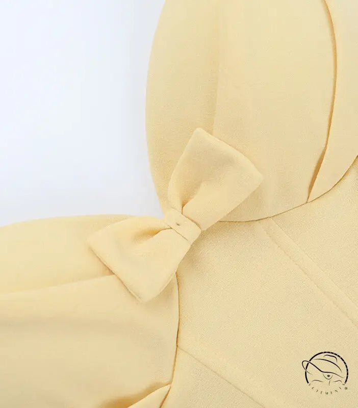 Cream-colored satin bow tie with pleats for langry fashion dress