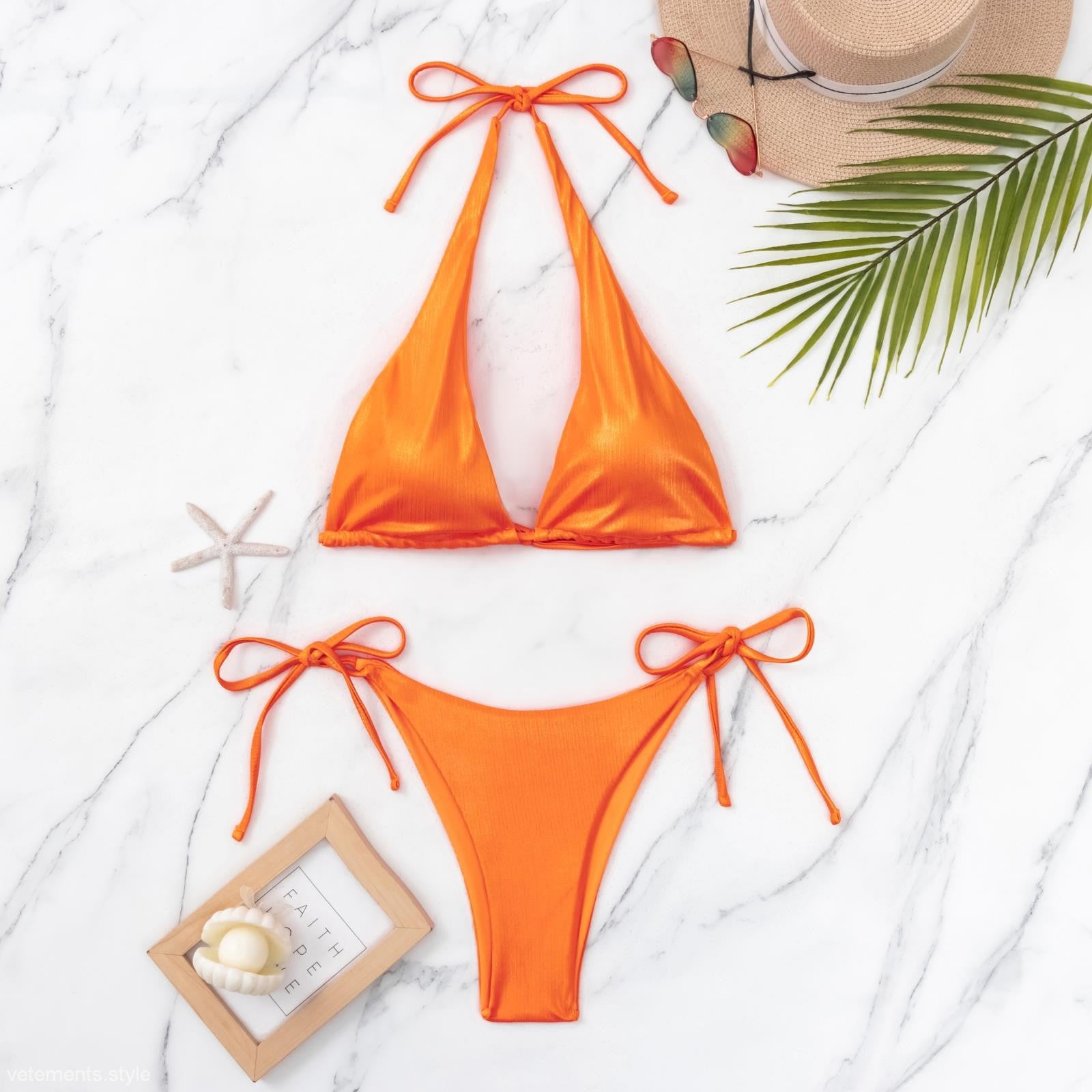 Orange tie-string bikini from Cute BIKINI BACKLESS, a sexy bikini backless choice
