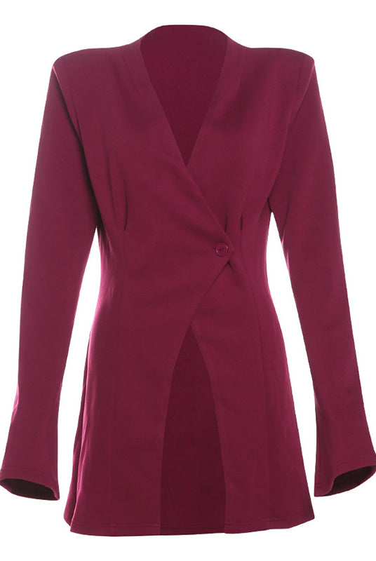 Maroon wrap-front blazer from Fashionable High End Design, perfect for stylish fashion ملابس