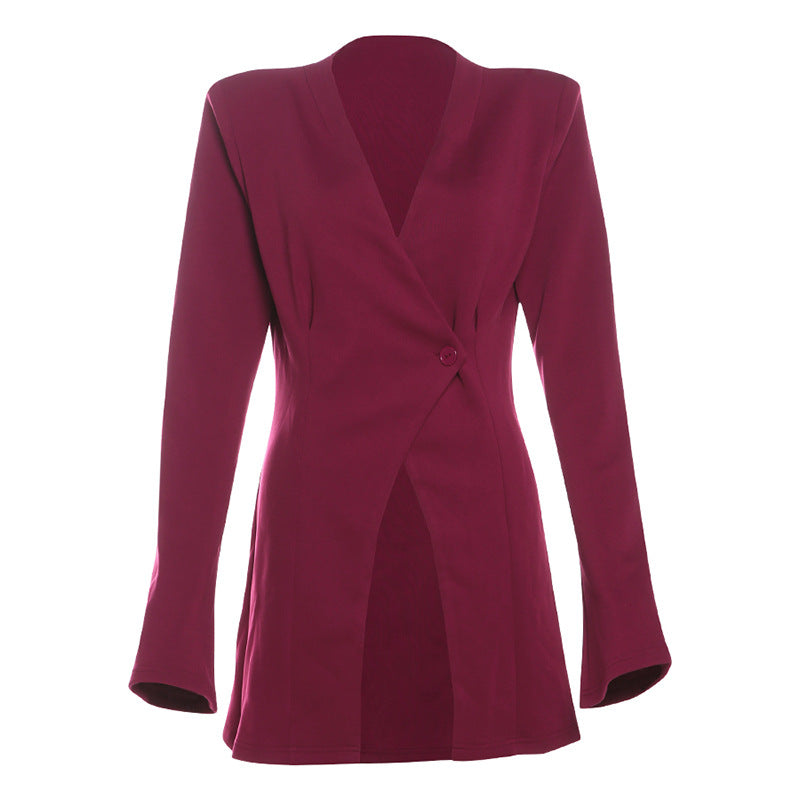 Maroon wrap-front blazer from Fashionable High End Design, perfect for stylish fashion ملابس