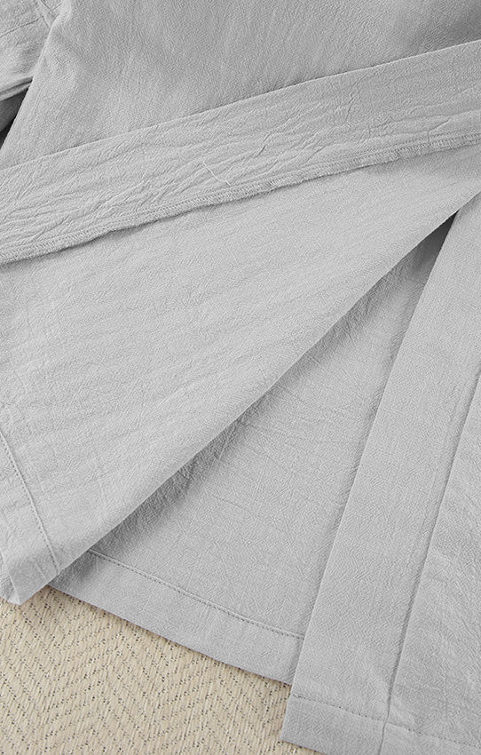 Light gray textured fabric with split hem for loose casual cotton pajamas