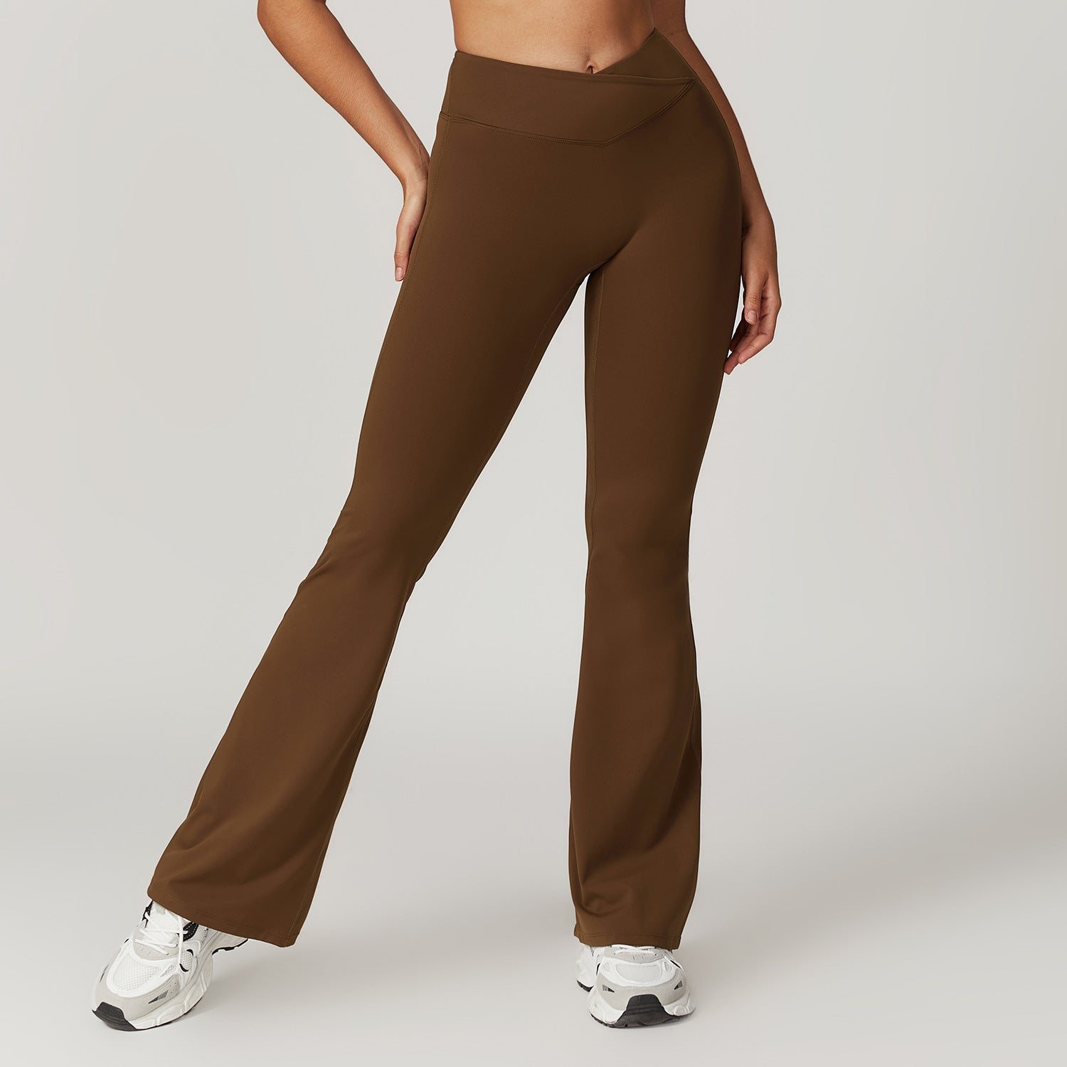 Brown flared leggings from Casual Sports Wide Leg Pants for trendy casual fashion ملابس