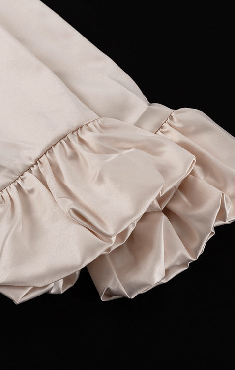 Stitching Bell Sleeve Polo Collar Top Loose Trousers Two Piece Sets