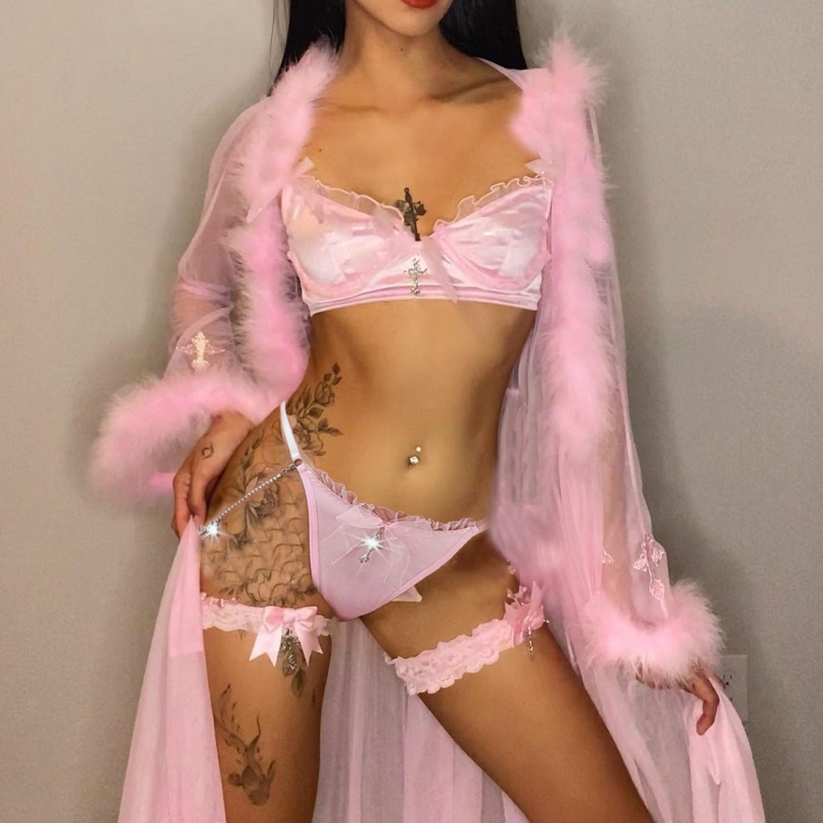 Elegant Lace Underwear Panties Four Piece Set