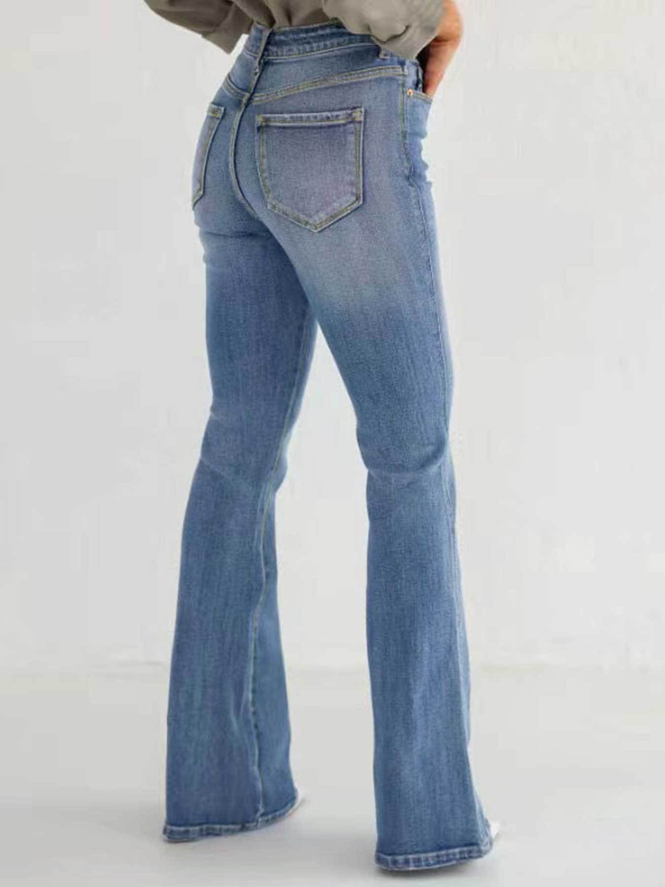 Slim Stretch High Waisted Cut Pants Jeans