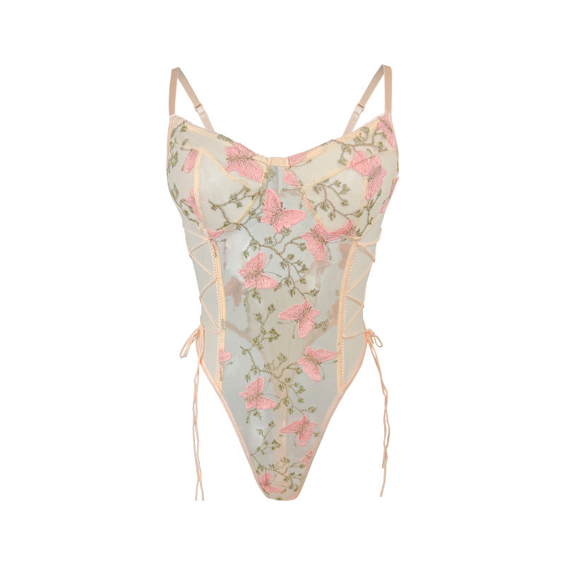 Floral print corset-style swimsuit showcasing elegant design in ملابس fashion
