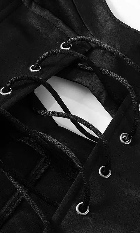 Black laced backless boning corset garment