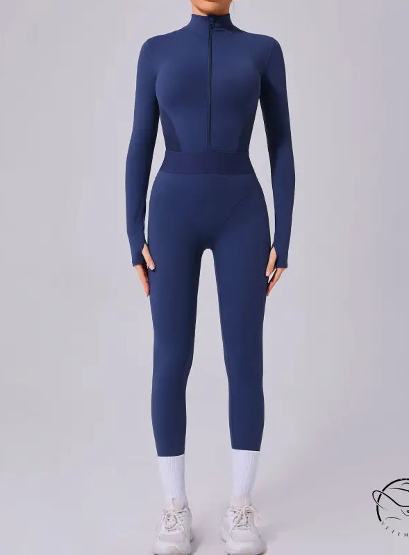Navy blue comfy mesh stitching Langry fashion athletic jumpsuit