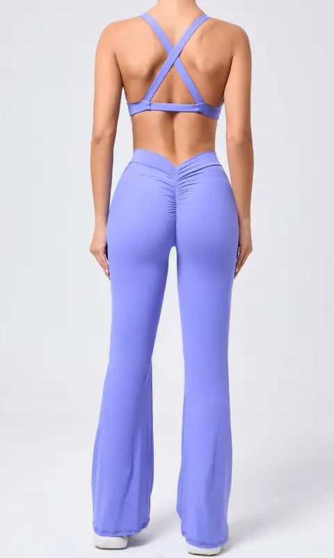 Peach tight brushed yoga clothes with hip raise two-piece set