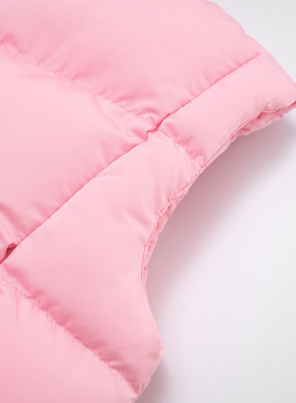 Pink Langry hooded puffer vest in warm cotton padded fashion