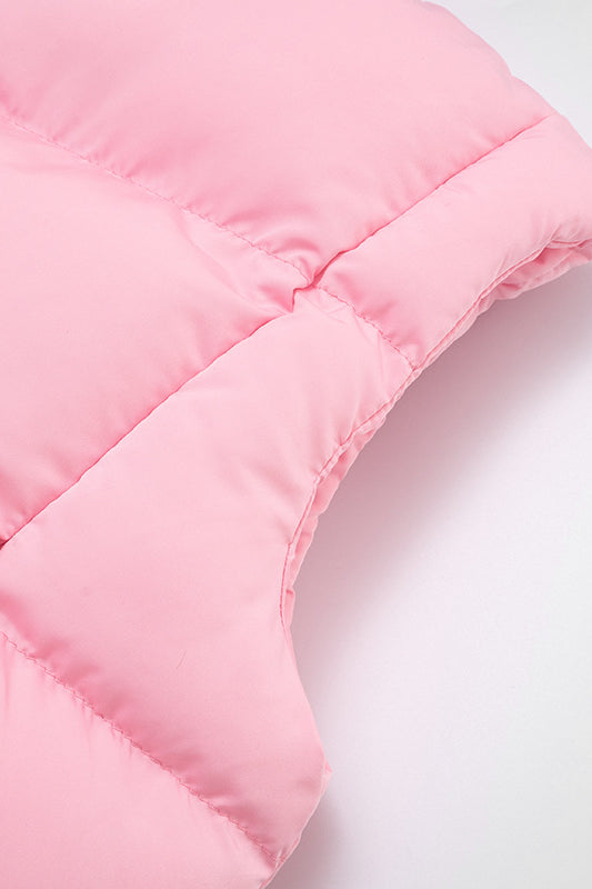 Pink Langry hooded puffer vest in warm cotton padded fashion