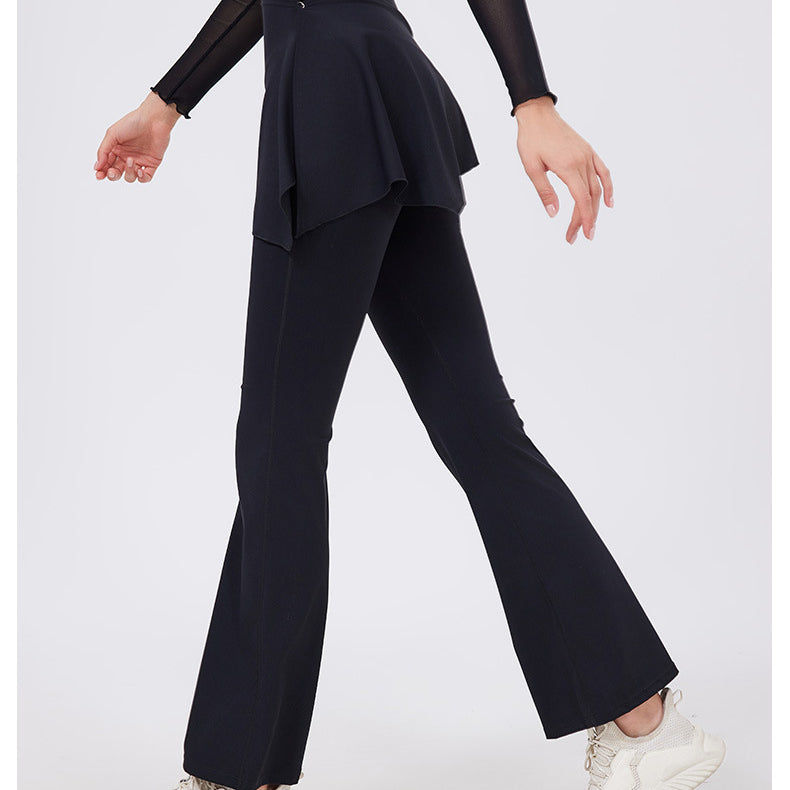 Black hip lifting yoga pants with nude feel peplum waistband and white sneakers