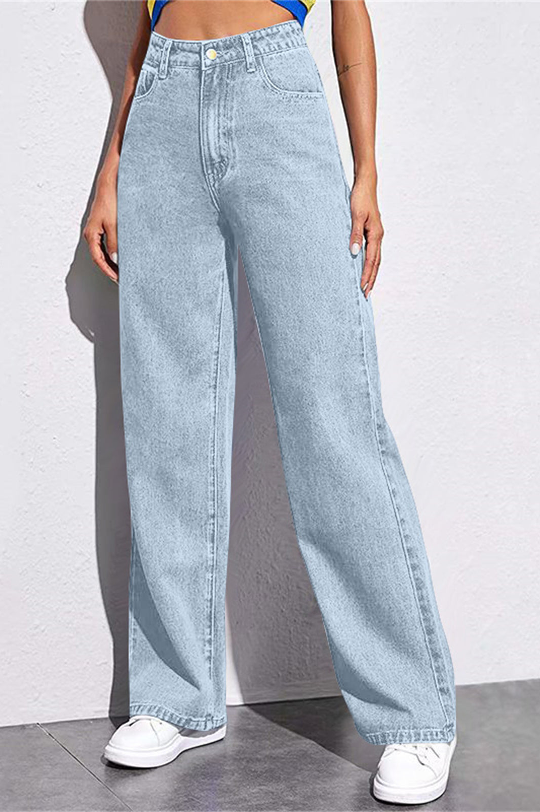 Light-wash high waist wide leg jeans from Langry, perfect for stylish fashion choices