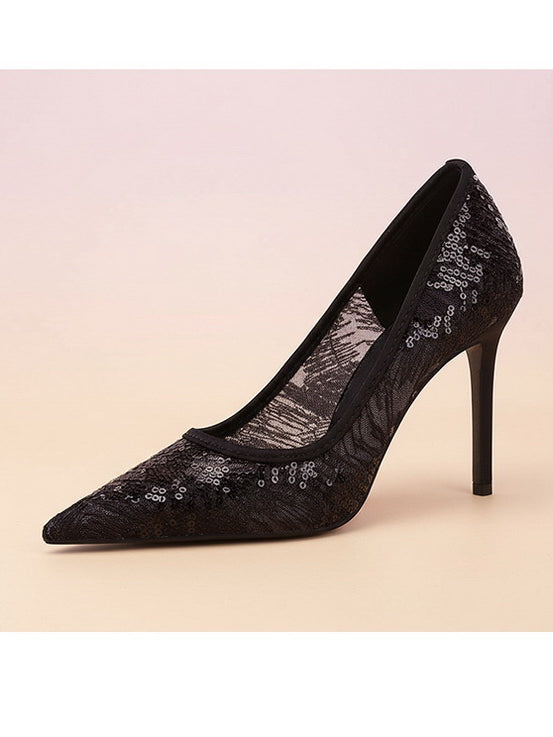 Shallow Mouth Sequin Fashionable Elegant High Heel