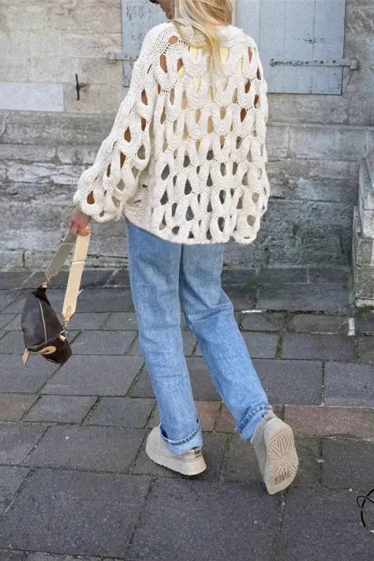 Casual Vacation Hook Floral Sweater Pullover