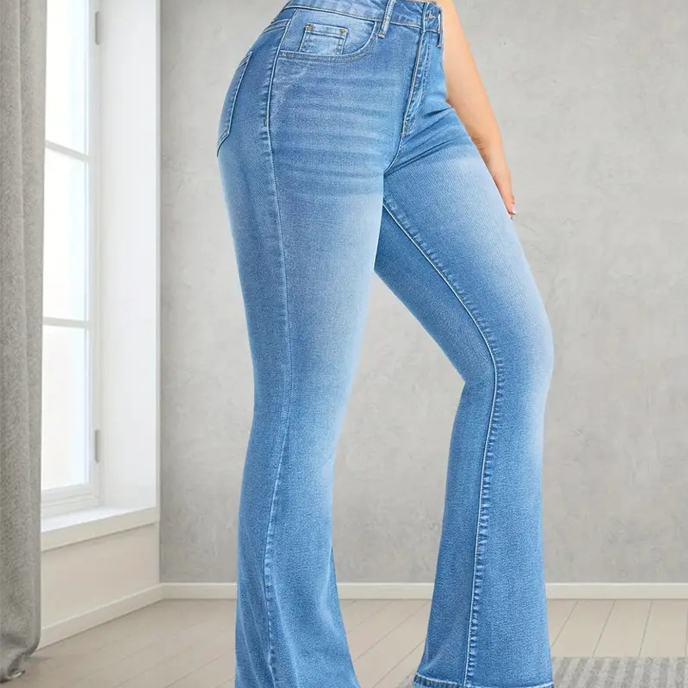 Comfy Jeans Stretch Multi Craft Pocket Design Slim Fit Light Blue Trousers