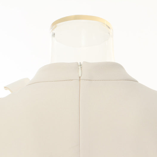 Beige Winter Butterfly Shape Evening Dress back with zipper, stylish langry fashion ملابس