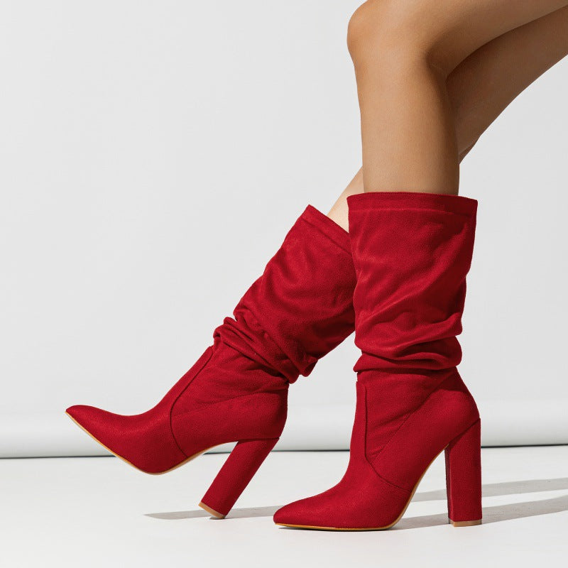 Winter Fashionable Chunky High Heel Boots