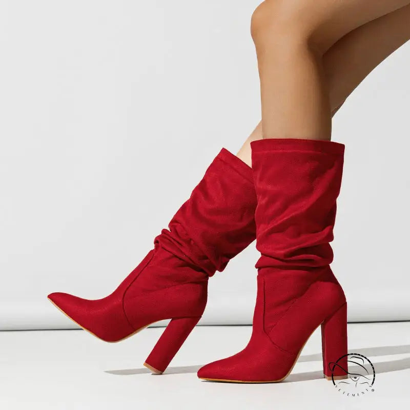 Winter Fashionable Chunky High Heel Boots