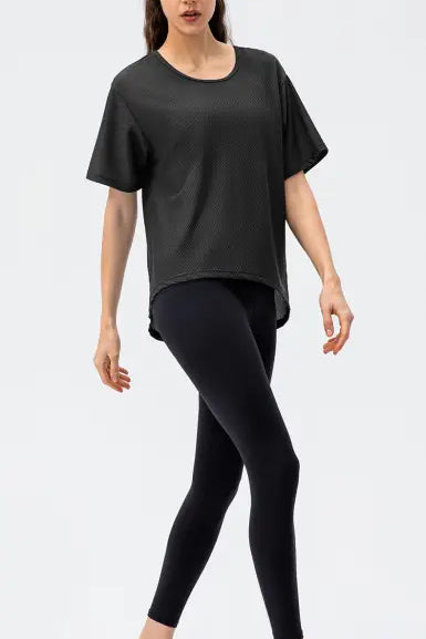 Breathable Round Neck t Shirt Running Casual Workout Top