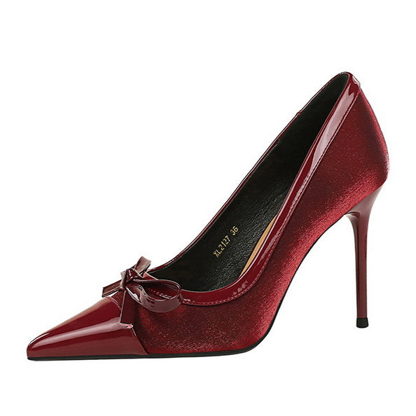 Cocktail Satin Stitching Stiletto Heel High