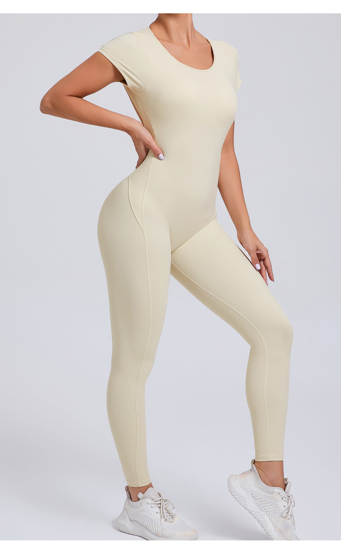 Langry cream-colored tight quick-drying yoga bodysuit for fashion ملابس
