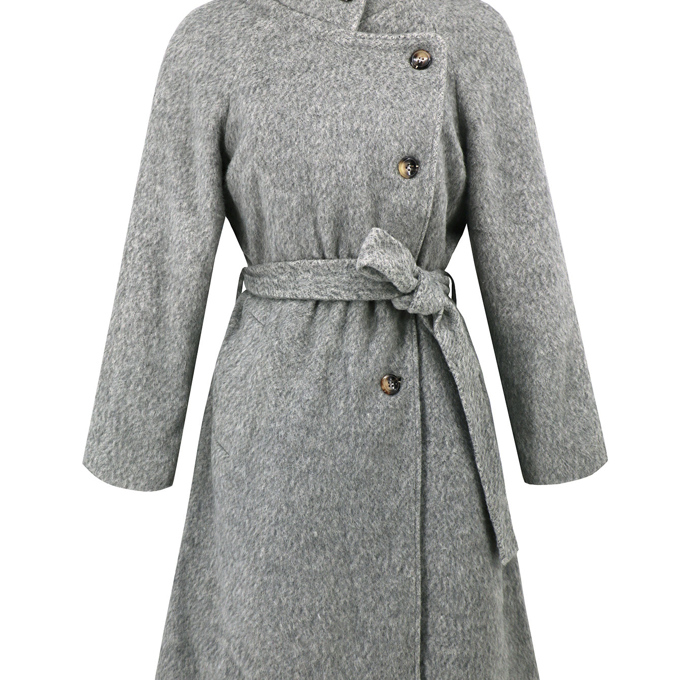 Gray wool coat with belt from Comfy Slim Woolen Coat, a stylish langry fashion garment