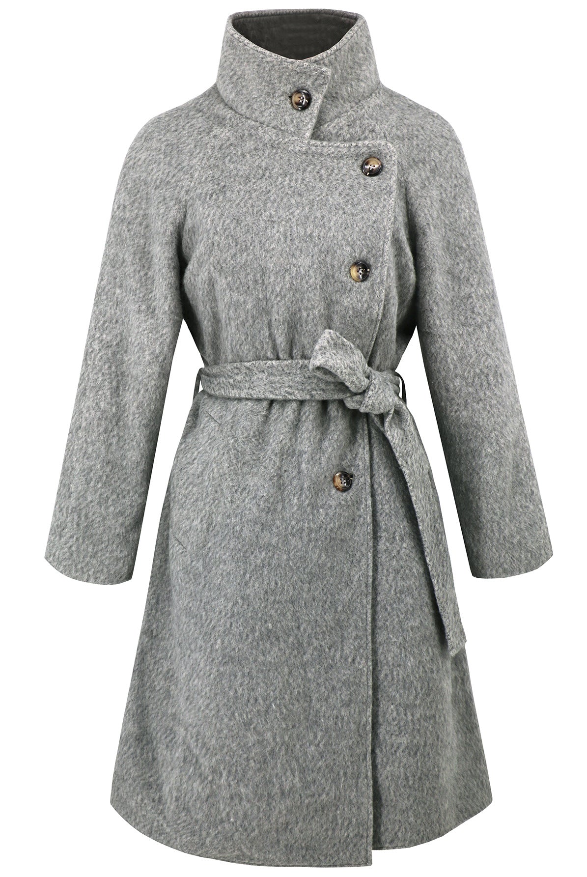 Gray wool coat with belt from Comfy Slim Woolen Coat, a stylish langry fashion garment