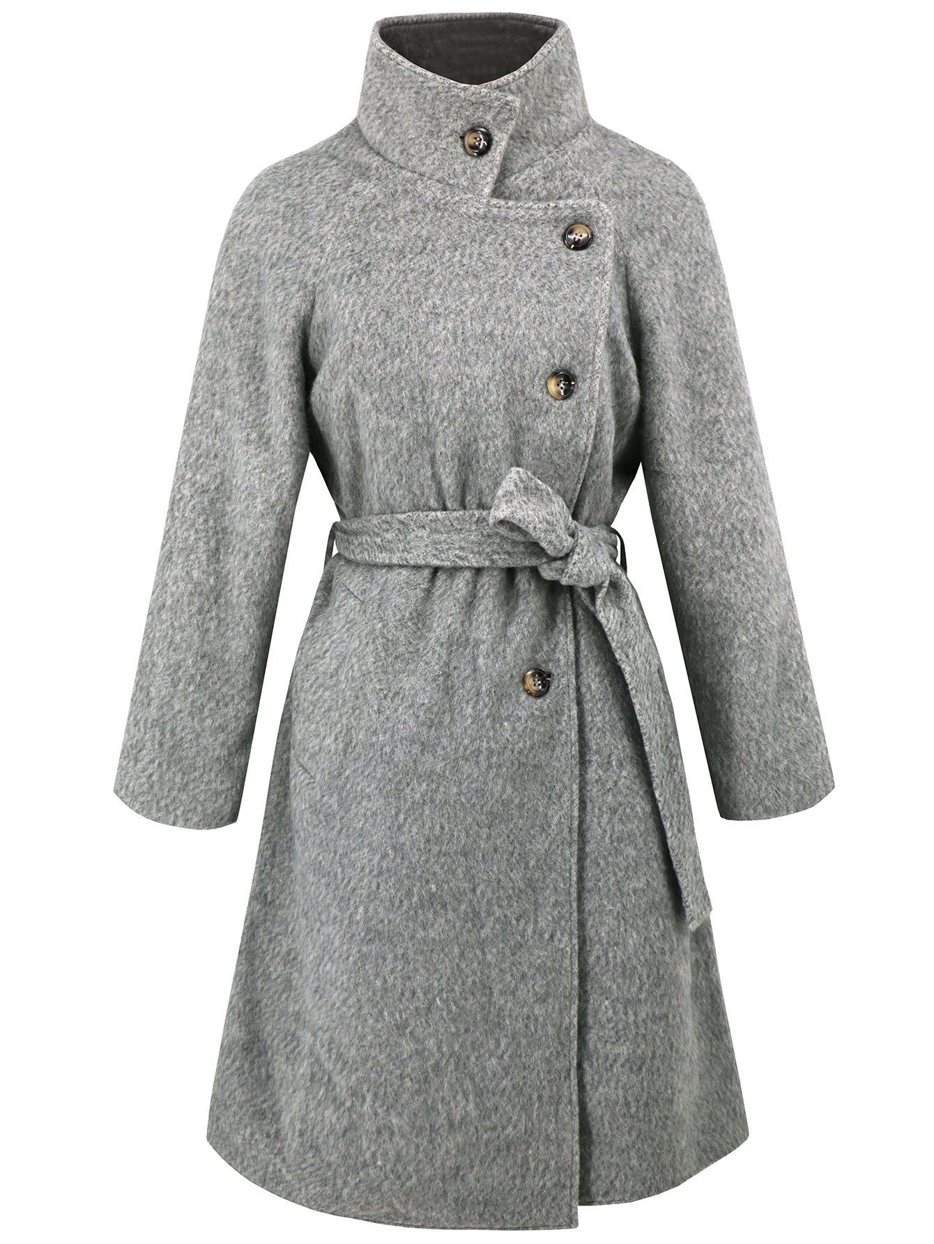 Gray wool coat with belt from Comfy Slim Woolen Coat, a stylish langry fashion garment