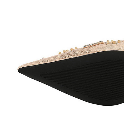 Langry fashion beige snakeskin pump with pearl ankle strap