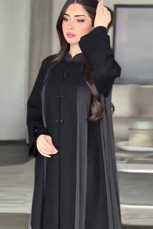 Spring arrival loose black abaya with long sleeves and flowing maxi design