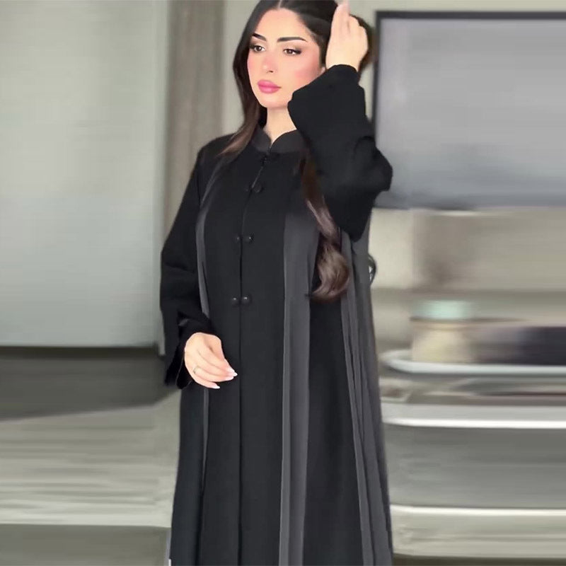Spring arrival loose black abaya with long sleeves and flowing maxi design