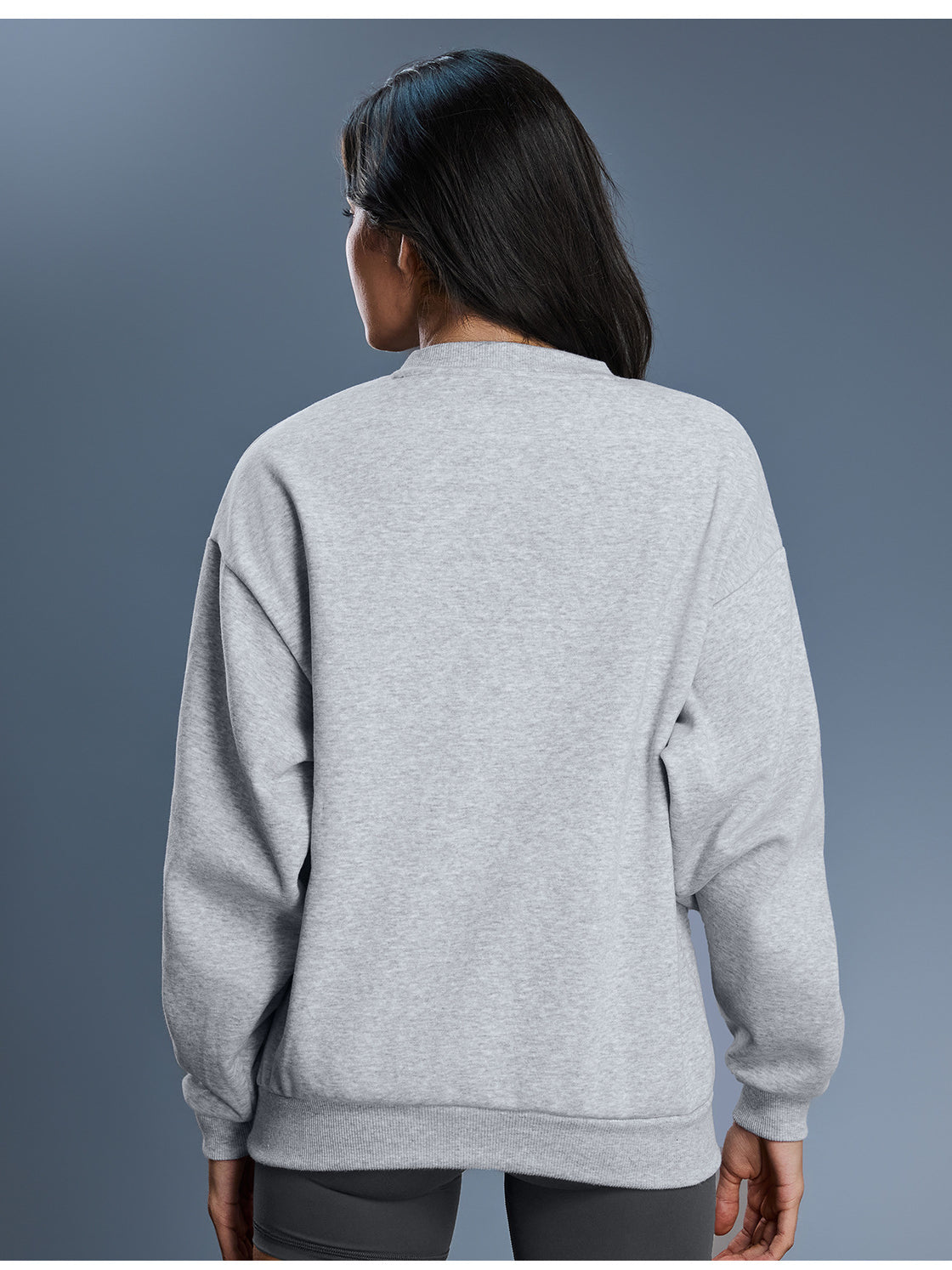 Heather gray long sleeve casual pullover hoodie with ribbed cuffs