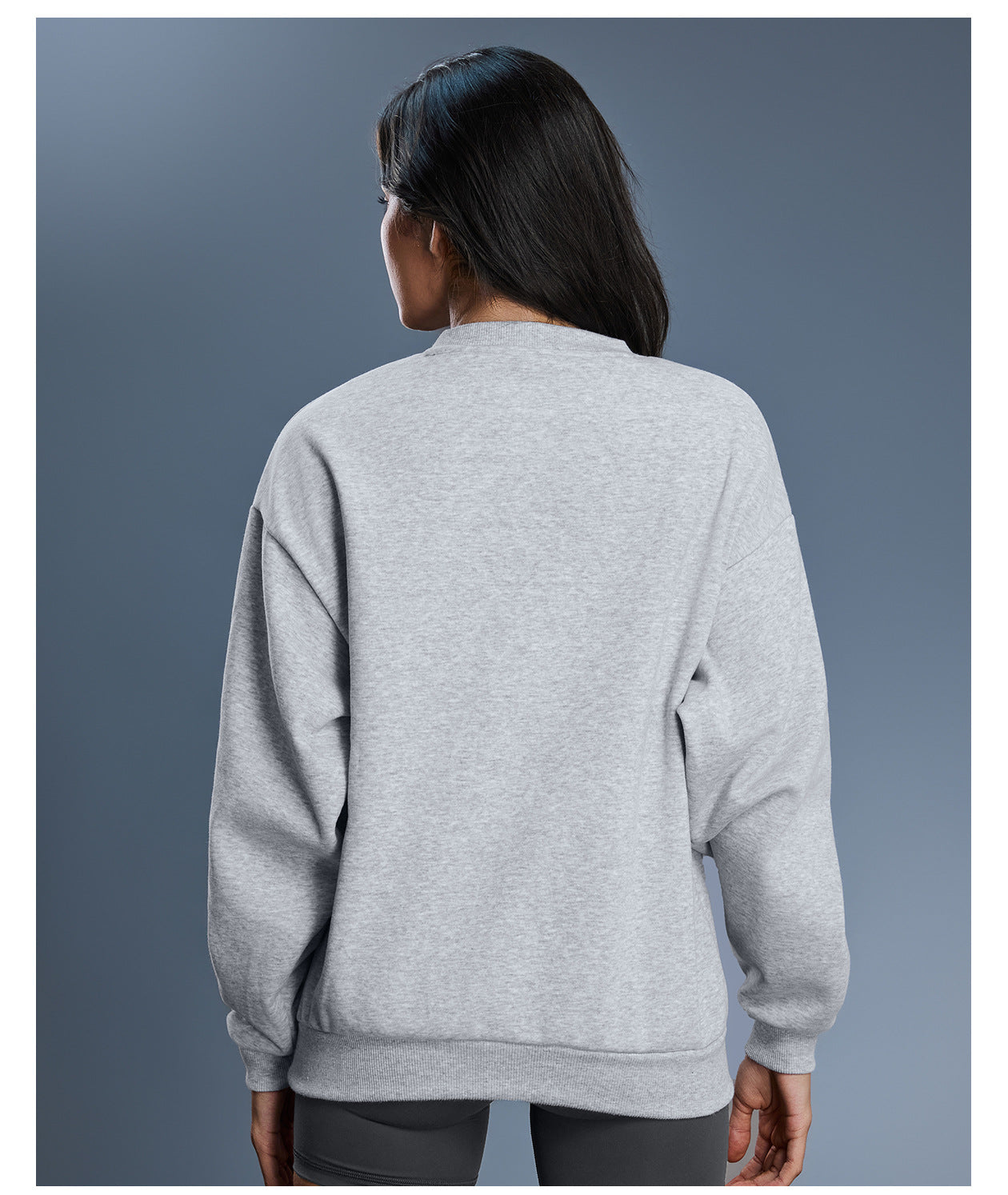 Heather gray long sleeve casual pullover hoodie with ribbed cuffs