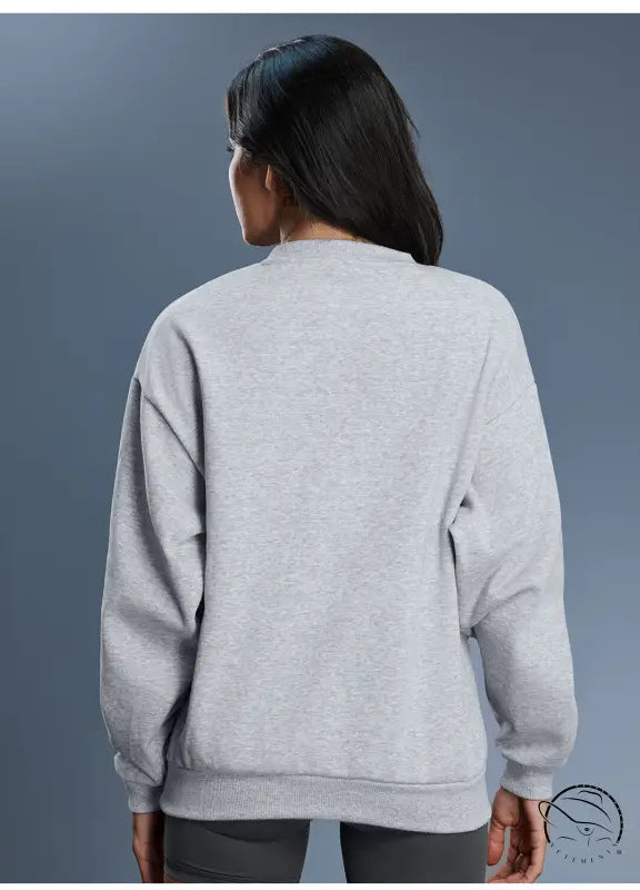 Heather gray long sleeve casual pullover hoodie with ribbed cuffs
