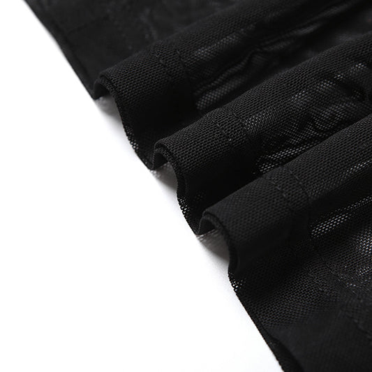 Spring Summer Girls Mesh See Through Split Irregular Asymmetric Spaghetti Strap Dress