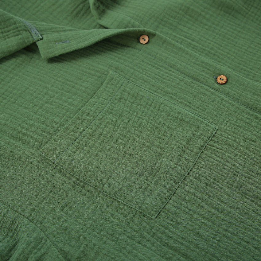 Green cotton shirt with pocket from Comfortable Skin Friendly Winter Pajamas, perfect for fashion and ملابس