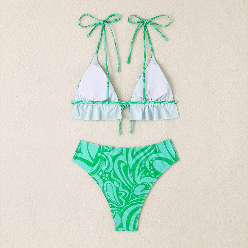 Bikini Swimsuit Printed Lace Up Spring Beach Women