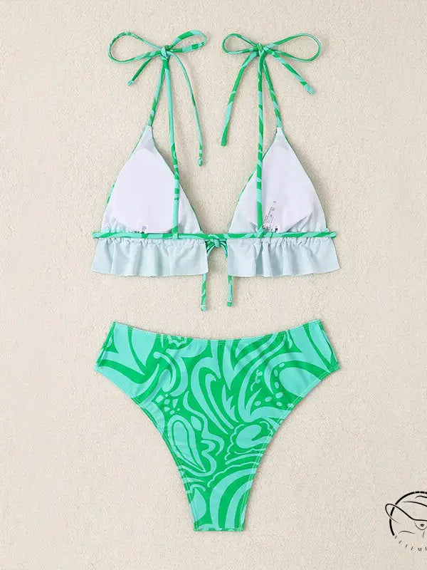 Bikini Swimsuit Printed Lace Up Spring Beach Women