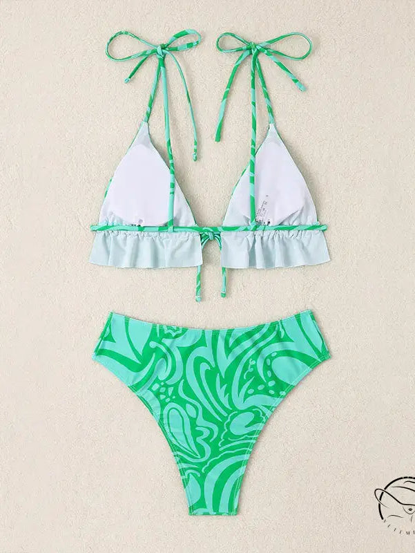Bikini Swimsuit Printed Lace Up Spring Beach Women