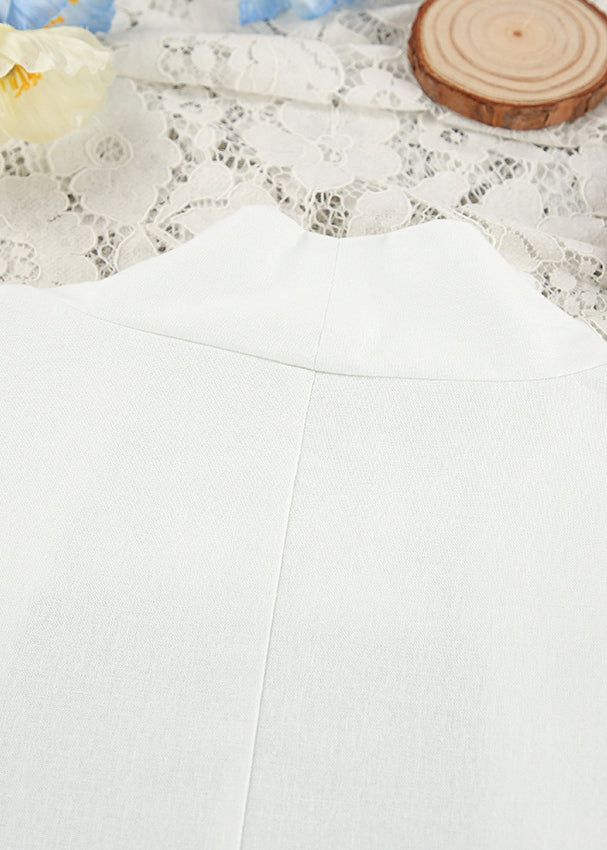 White high-neck langry cotton nightgown with matte finish and clean stitching