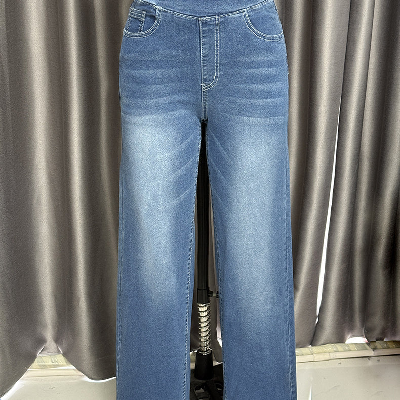 High-waisted wide-leg denim pants from Loose Casual Jeans for stylish casual fashion ملابس