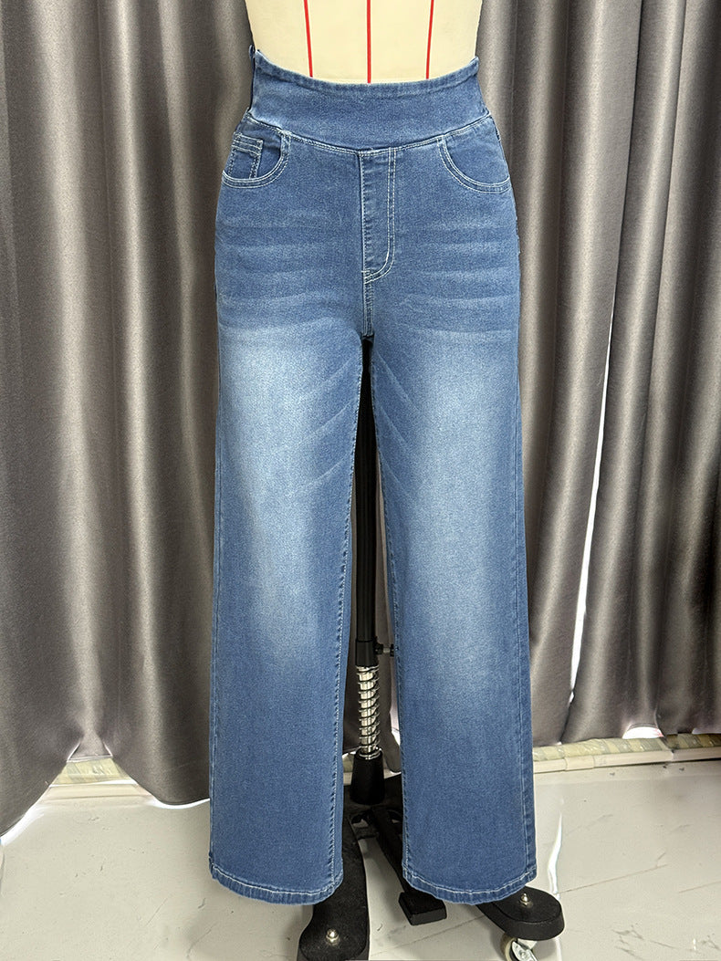 High-waisted wide-leg denim pants from Loose Casual Jeans for stylish casual fashion ملابس